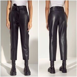 Aritzia Wilfred New Tie-Front Vegan Leather Pant in Black Size 00